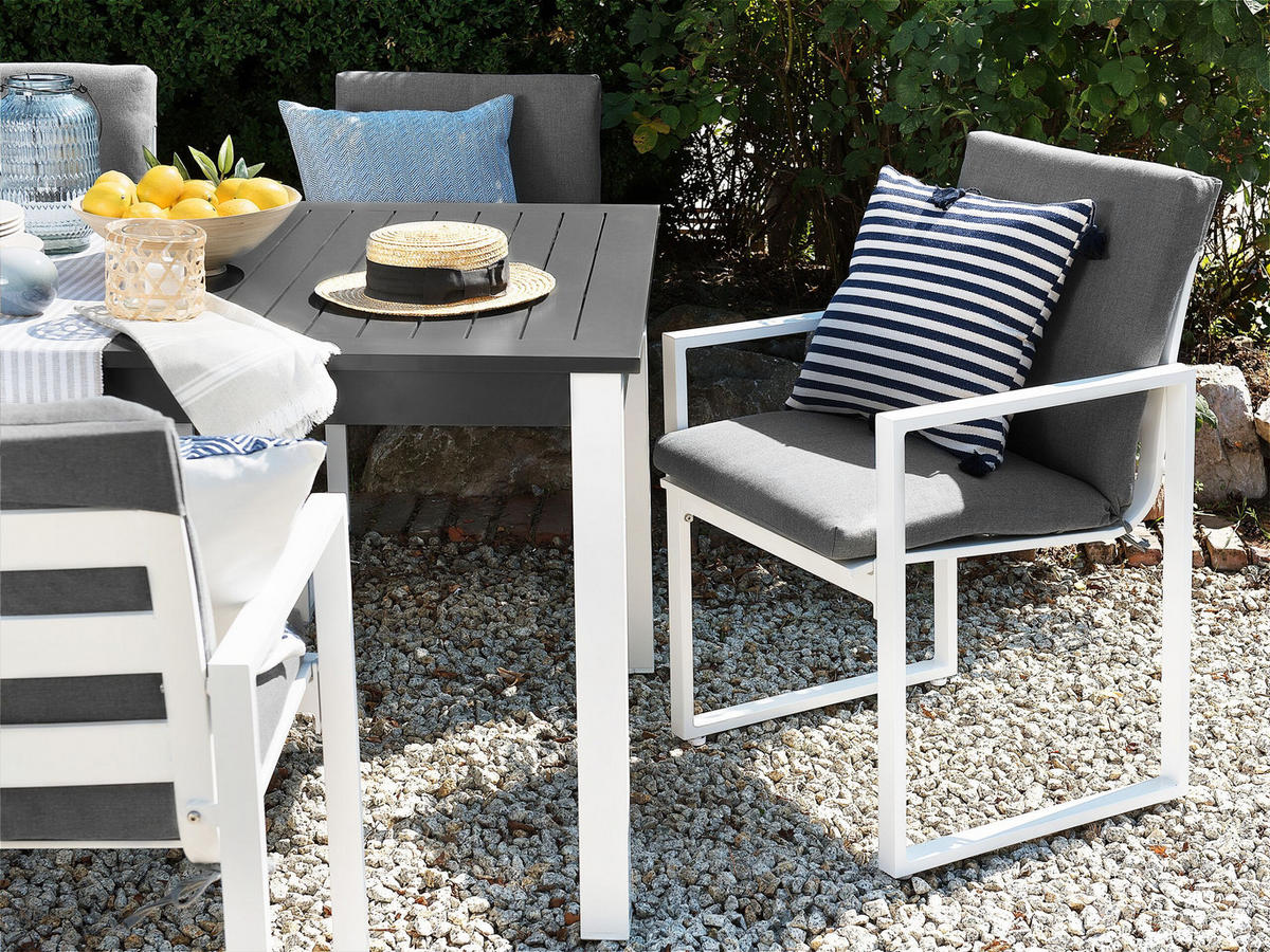 GARTENSTUHL 2er-Set Metall grau Pancole - Grau, Textil (54/89/51cm) - Beliani