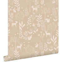 TAPETE Wald mit Waldtieren 53 cm x 10.05 m - Beige, Papier (53/0.1cm) - ESTAhome