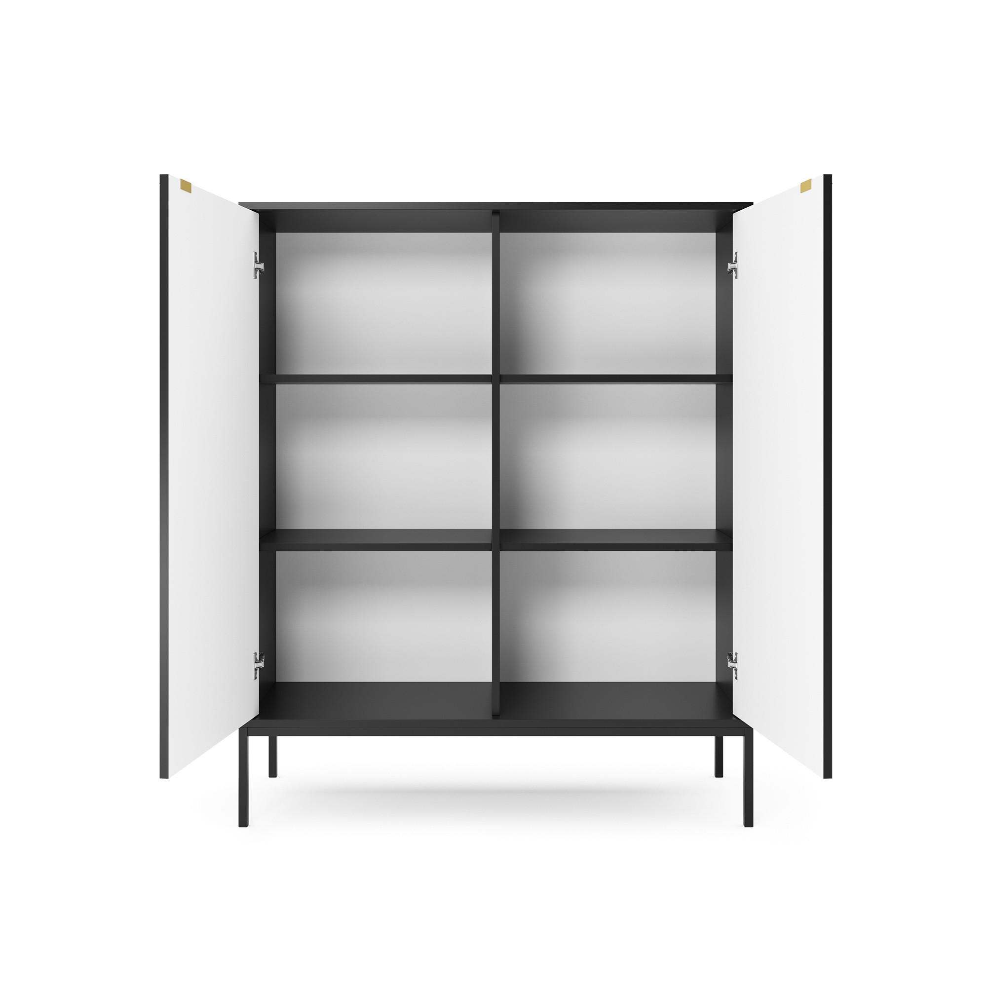 HIGHBOARD Nova Schwarz, Schwarze Beine - Schwarz, Holzwerkstoff/Metall (104/125/39cm) - Bettso