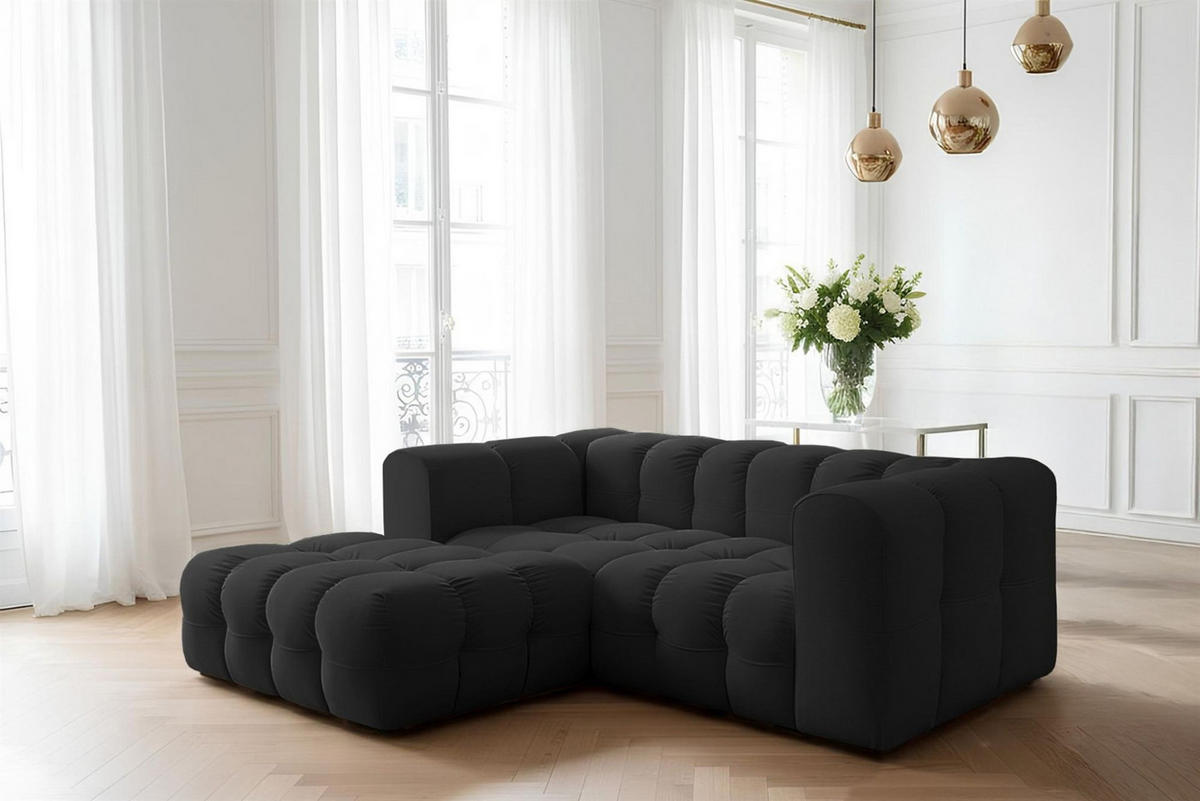 ECKSOFA Solvie Xs In Tiffani - Schwarz, Holzwerkstoff/Textil (193/290cm) - Fun Möbel