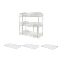 ETAGENBETT 3 Personen + Matratzen - Kiefernholz - 3 x 90 x 200 cm - Weiß - VAGAR - Weiß, Holz (101/208cm) - Vente-Unique