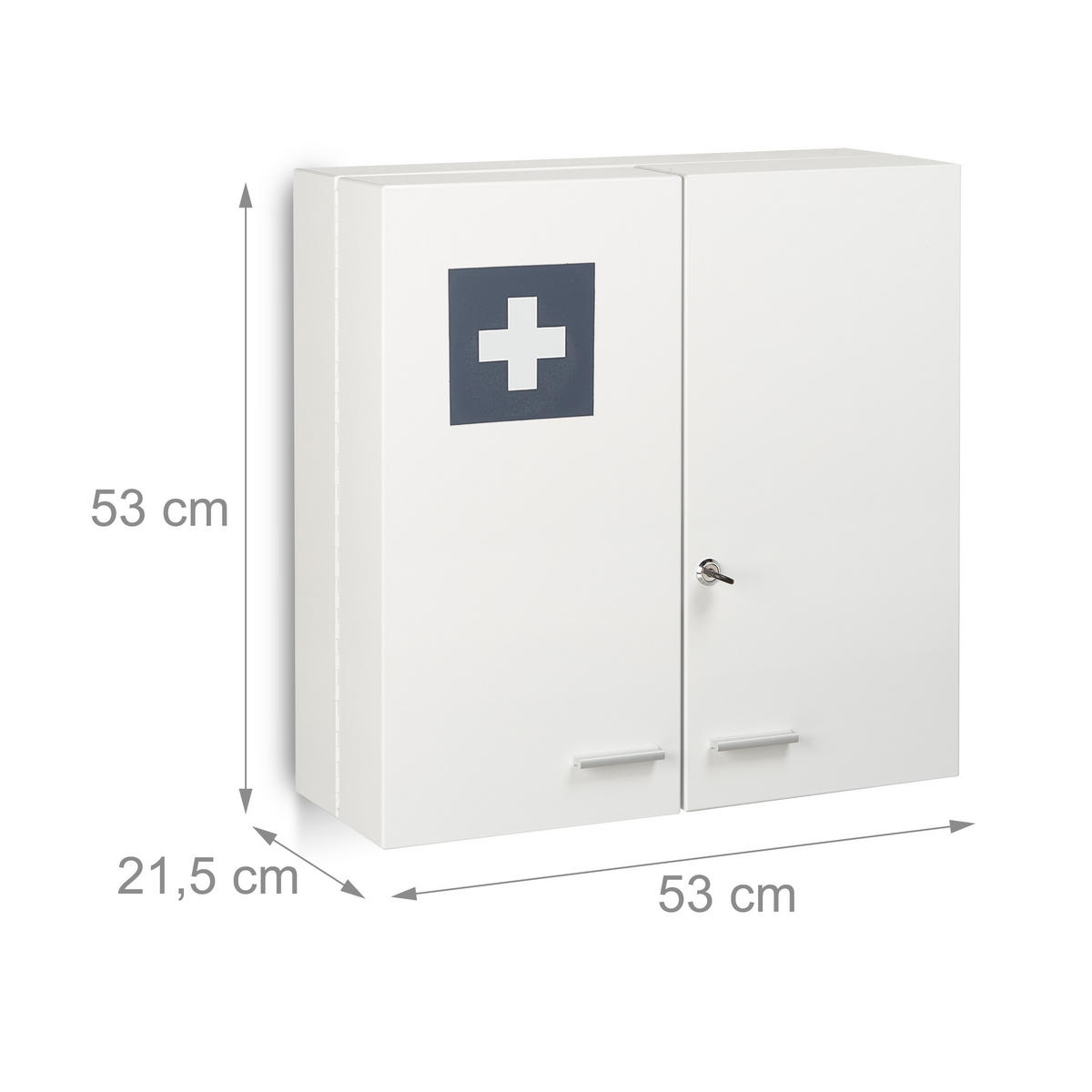 MEDIZINSCHRANK - Weiß, Metall (53/53/21.5cm) - Relaxdays