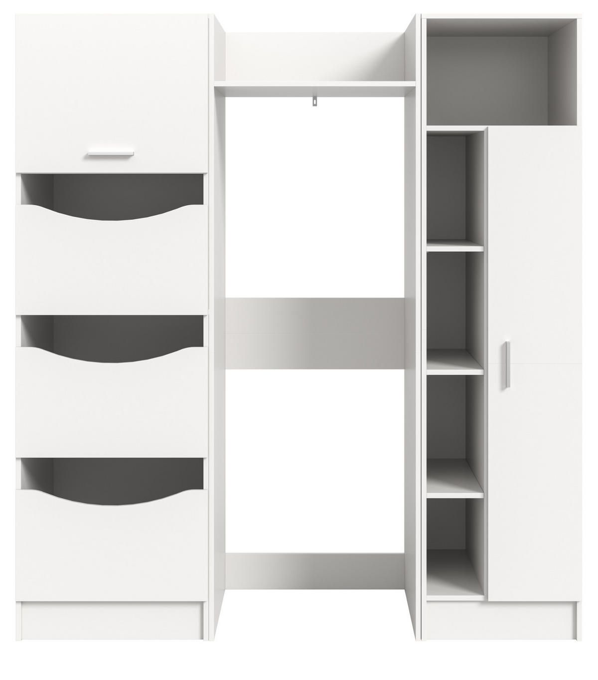 WASCHMASCHINENSCHRANK weiß Set 3-teilig 176 cm, Waschmaschinenumbau mit Stauraum - Silberfarben/Weiß, Glas/Holzwerkstoff (176/195/68cm) - Inn.Furn