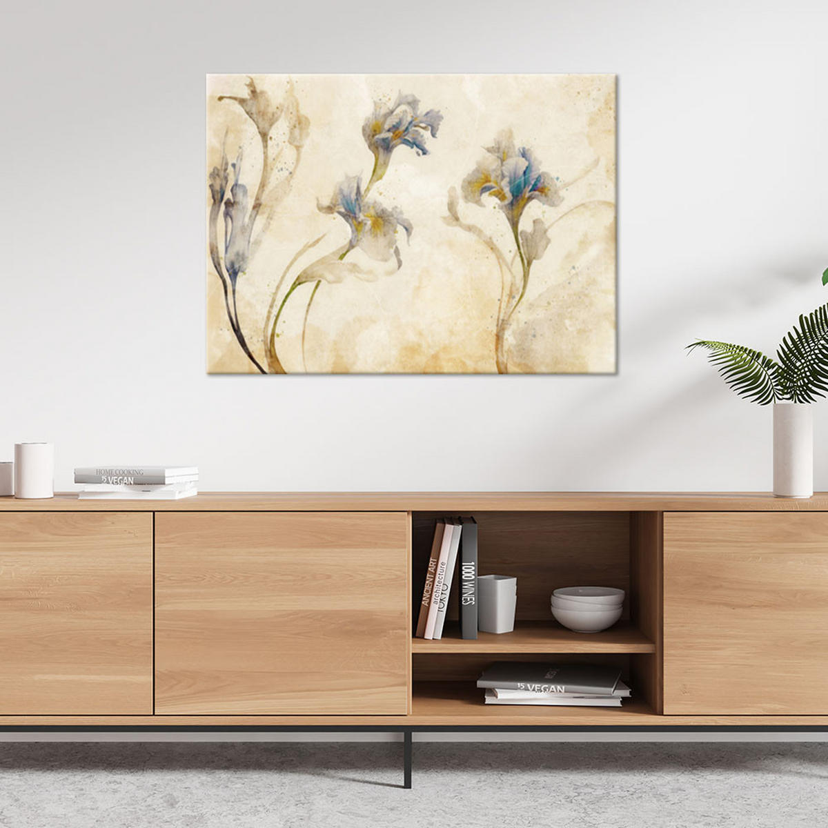 WANDBILD schwertlilien aquarell - Beige, Textil (60/40cm) - Feeby