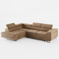 ECKSOFA VEMO EDGE Links Beige Velour-Stoff mit Bettkasten und Schlaffunktion - Beige, Textil (270/200cm) - Barchello
