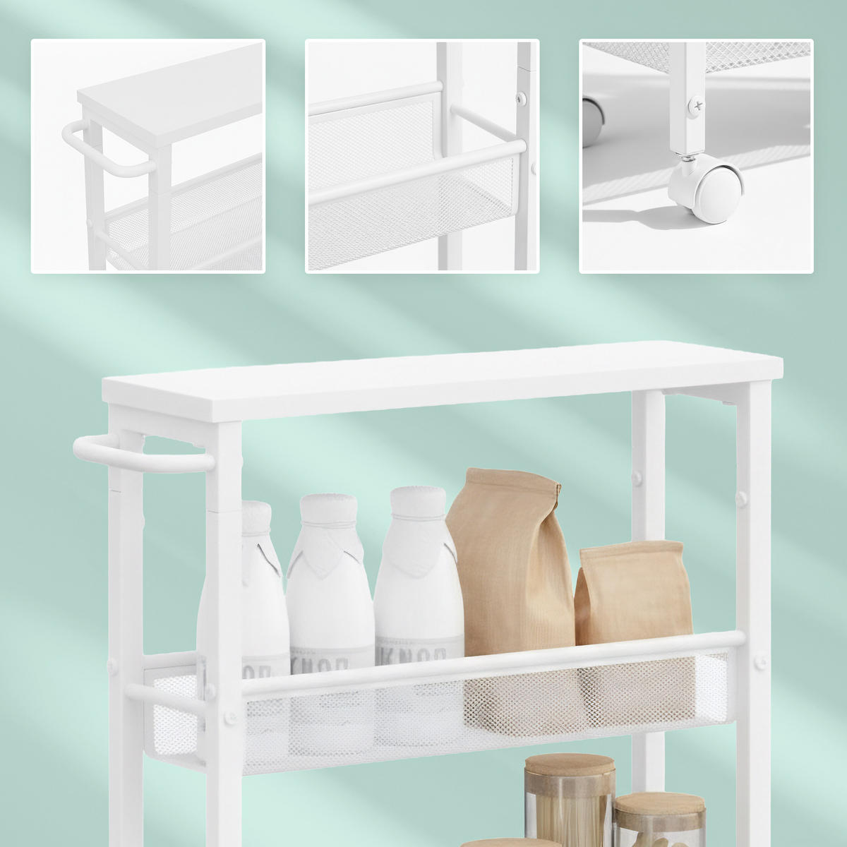 NISCHENWAGEN - Weiß, Holzwerkstoff/Kunststoff (13/77/45.5cm) - Relaxdays