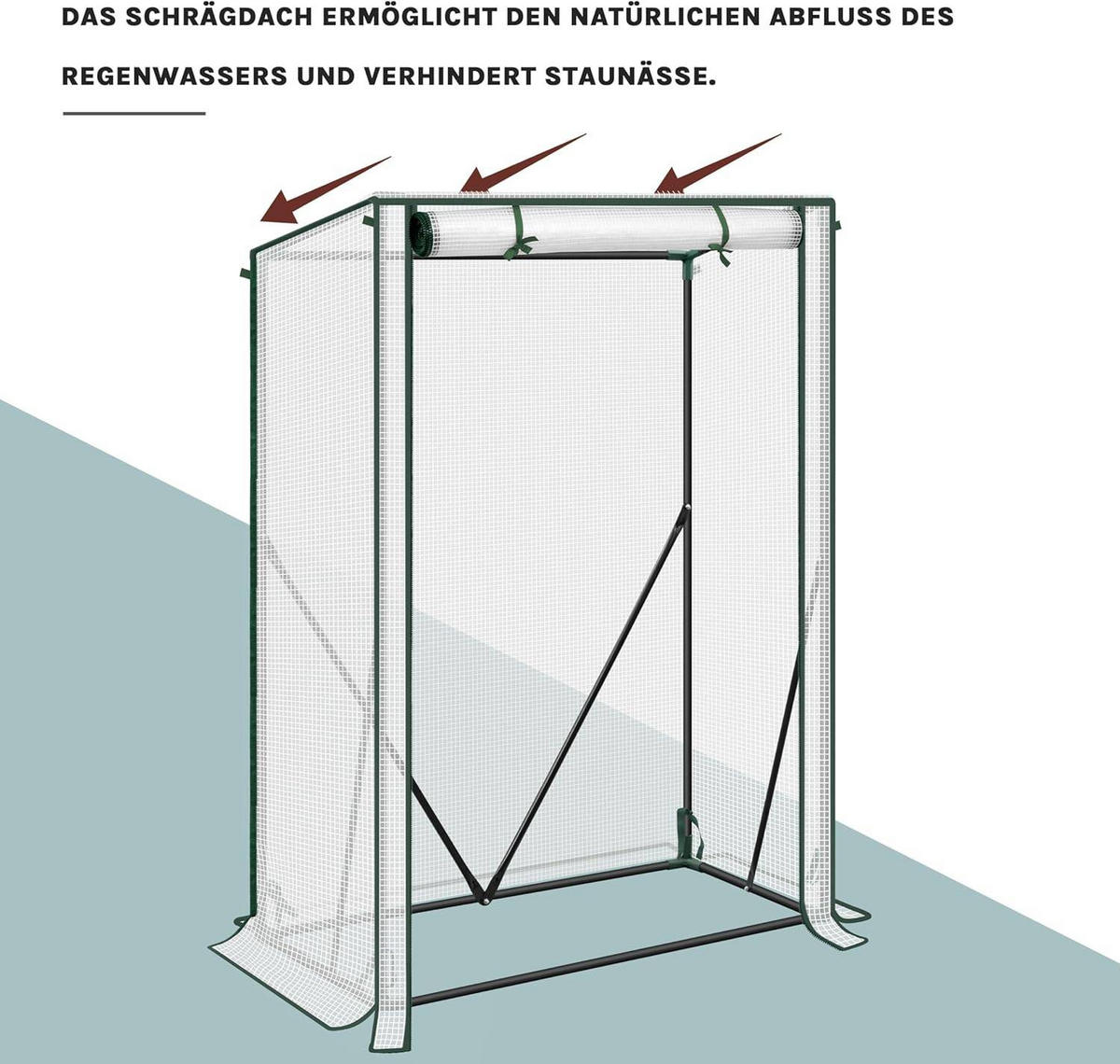 FOLIENGEWÄCHSHAUS, PE-reissfeste, 100x50x150/136 cm - Weiß, Textil/Metall (100/150/50cm) - Woltu