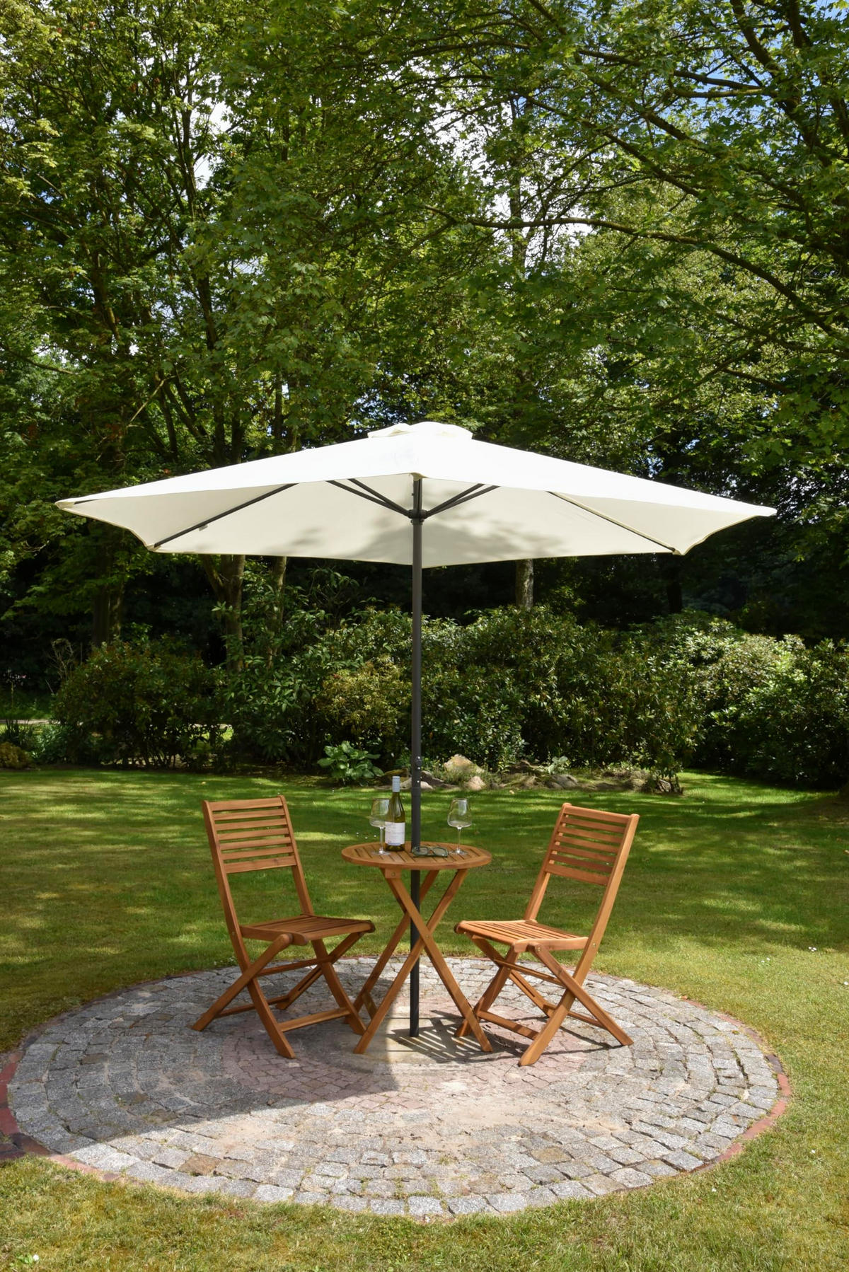 SONNENSCHIRM Thomas Ø 300cm 6 Streben Creme Gartenschirm - Creme, Kunststoff (300/300cm) - DELUKE