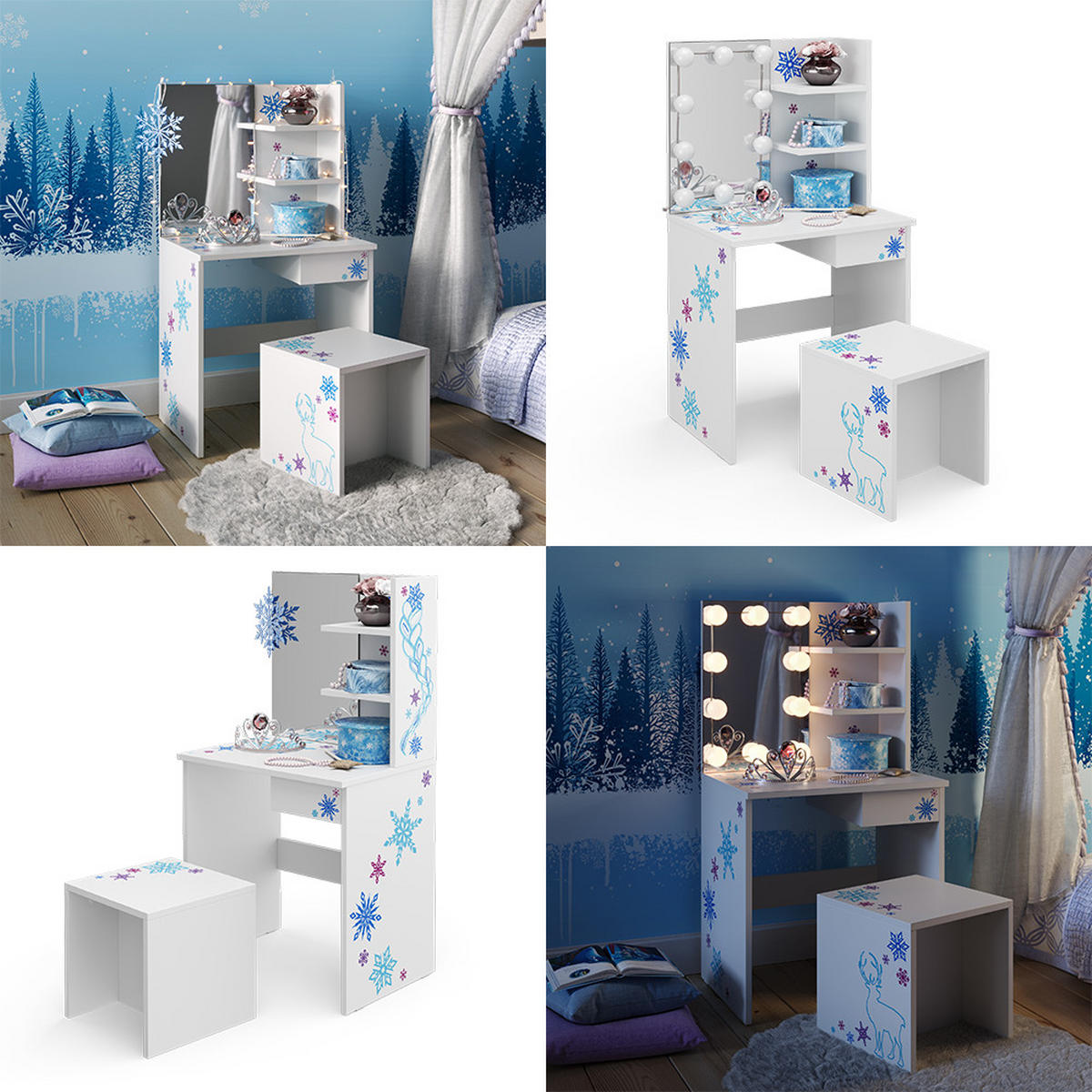 DĚTSKÝ TOALETNÍ STŮL Schneeflocke Bílá - bílá, kompozitní dřevo (54.8/103/40cm) - Vicco