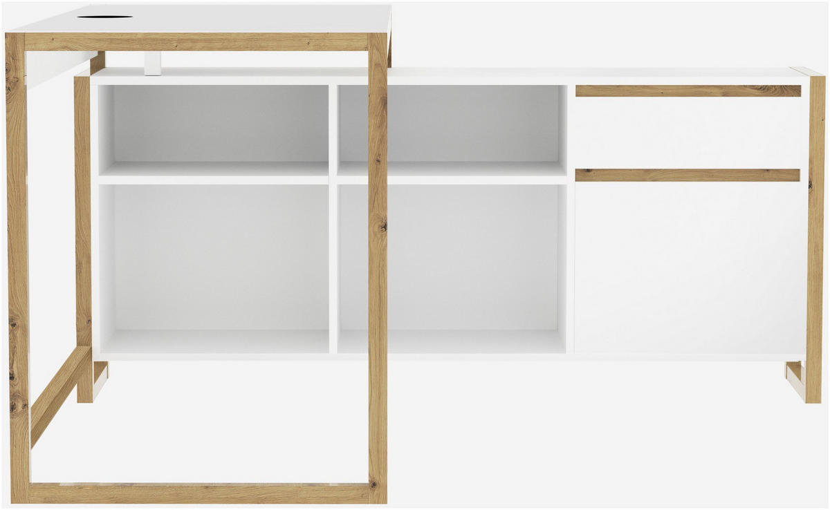 SCHREIBTISCH Denver 37A weiß / Dekor Artisan Oak 75/139/139 cm - Weiß/Eiche Artisan, Holzwerkstoff (139/139/75cm) - Calicosy