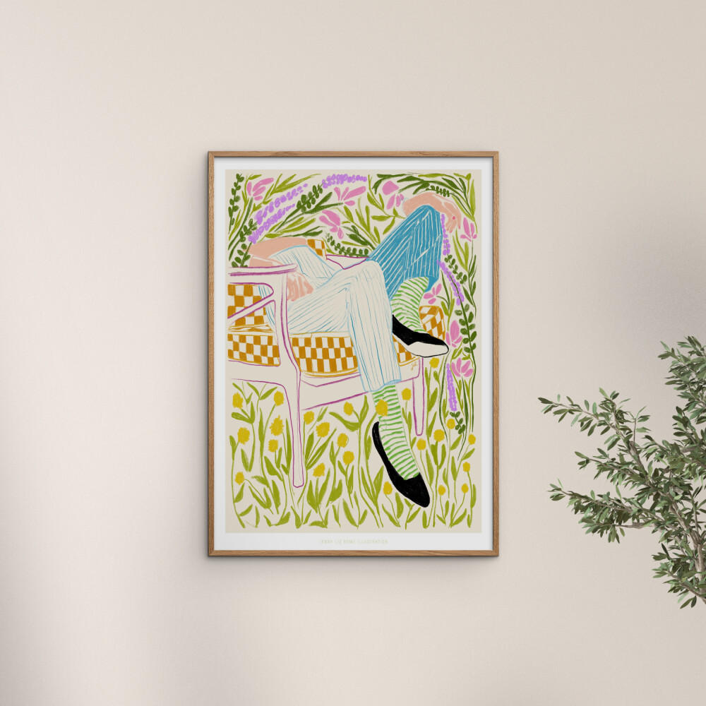 POSTER mit Rahmen Jenny Liz Rome - Quiet in the Garden 2 - Eichefarben/Multicolor, Holz/Papier (30/40cm) - Poster&Frame