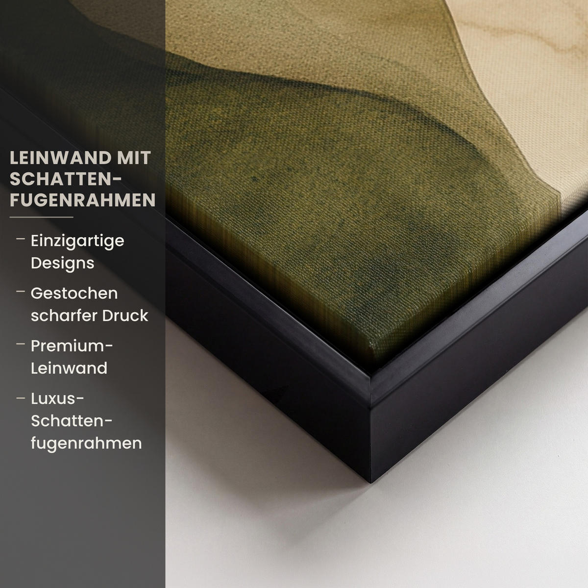 LEINWAND Bilder mit Rahmen - Japandi - Abstrakt - Grün - 70x50 - Salbeigrün, Textil (70/50cm) - MuchoWow