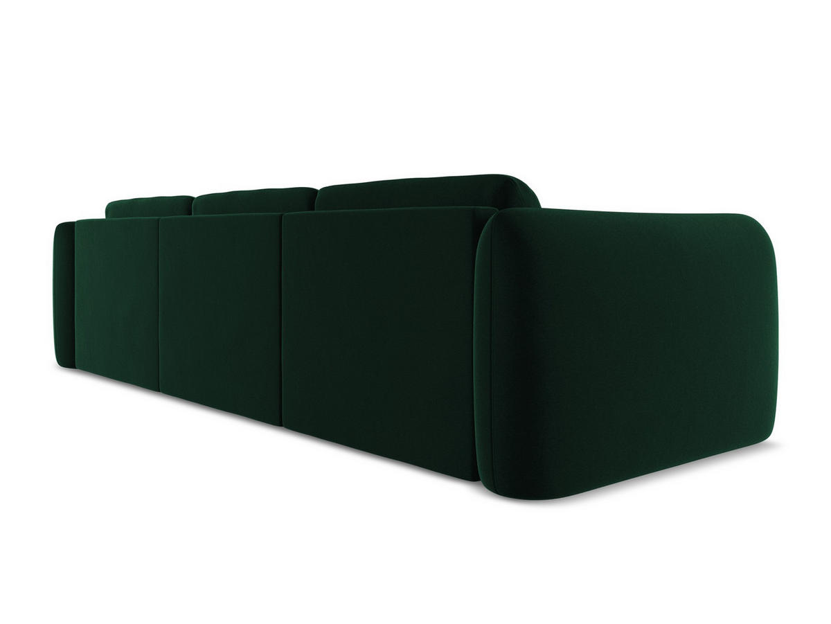 ECKSOFA Rechts Samt Stoff Grün - Dunkelgrün/Schwarz, Kunststoff/Textil (290/170cm) - Makamii
