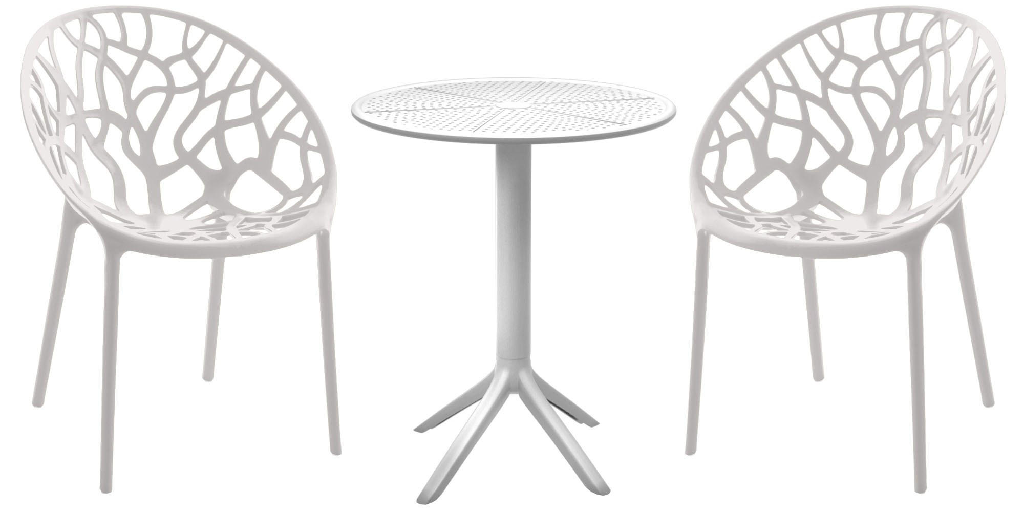 BALKONSET Bistroset Nodan Kunststoff Weiß 2 Personen - Weiß, Kunststoff - DELUKE