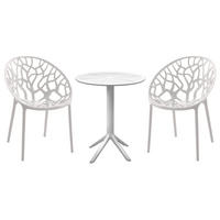 BALKONSET Bistroset Nodan Kunststoff Weiß 2 Personen - Weiß, Kunststoff - DELUKE