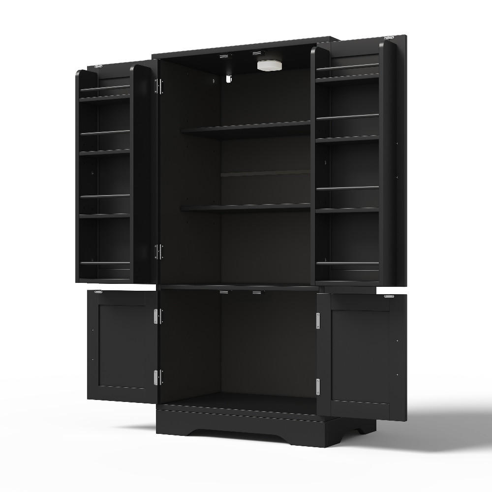 KÜCHENSCHRANK, MIT LED-SENSORLICHT, VERSTELLBARE EINLEGEBÖDEN, MDF Schwarz, Küche und Esszimmer, 120/60/40 cm - Schwarz, Kunststoff (40/120/60cm) - Rolipo