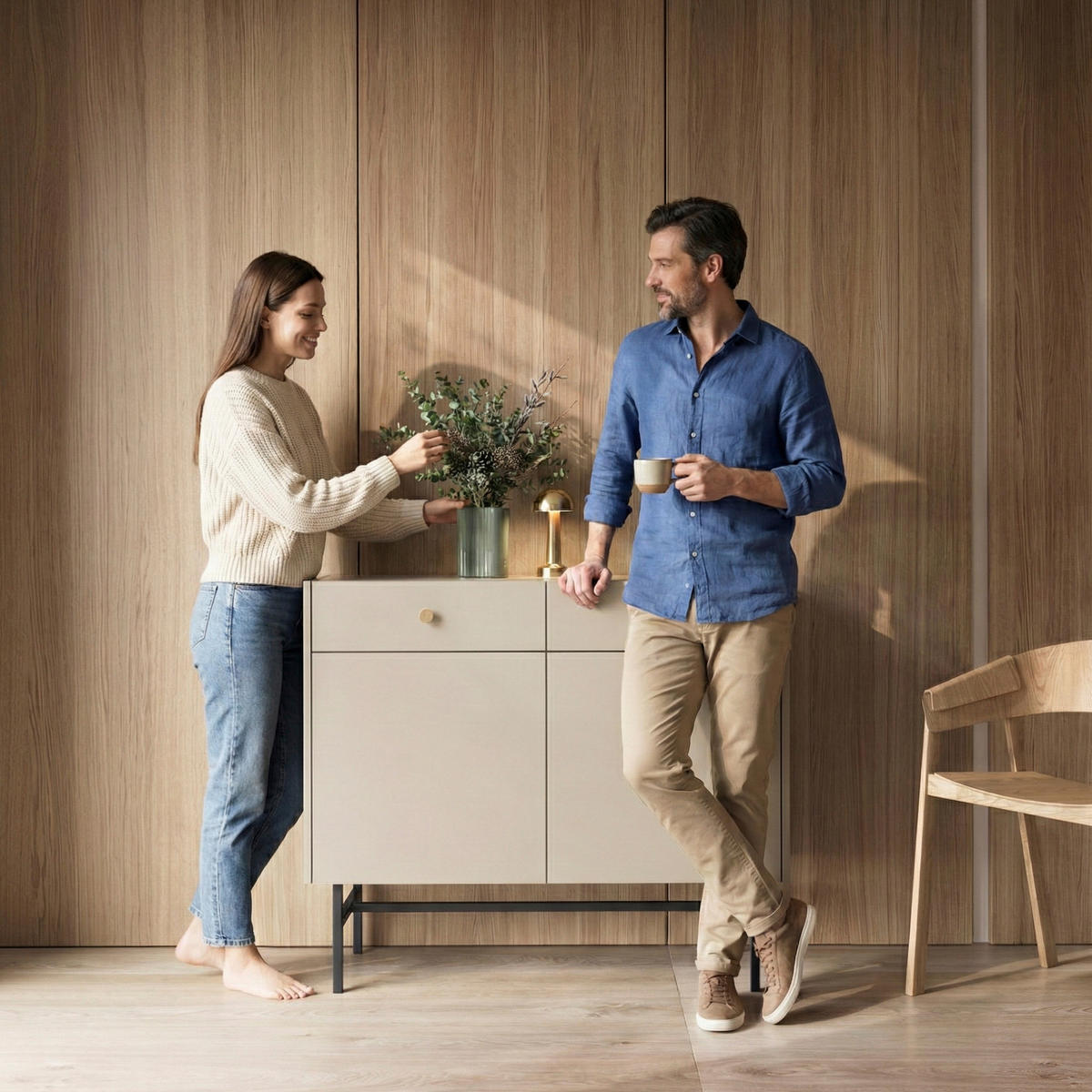 KOMMODE Dalia mit 2 Türen und 2 Schubladen, 104 cm, Kaschmir - Kaschmir/Schwarz, Holzwerkstoff/Metall (104/84/39cm) - Beautysofa