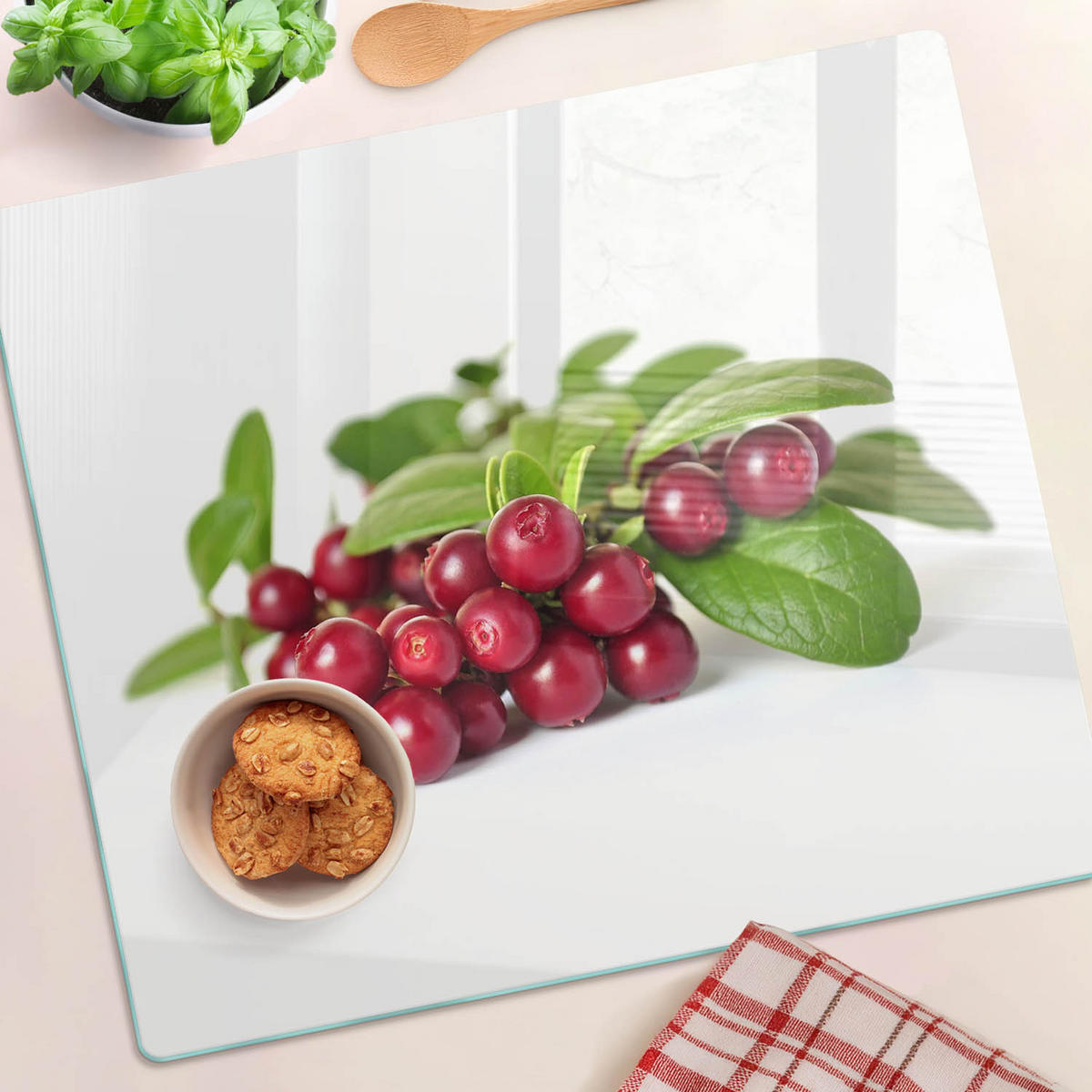 GLASPLATTE 60x52 cm Preiselbeeren - Rot, Glas (60/0.4/52cm) - TULUP