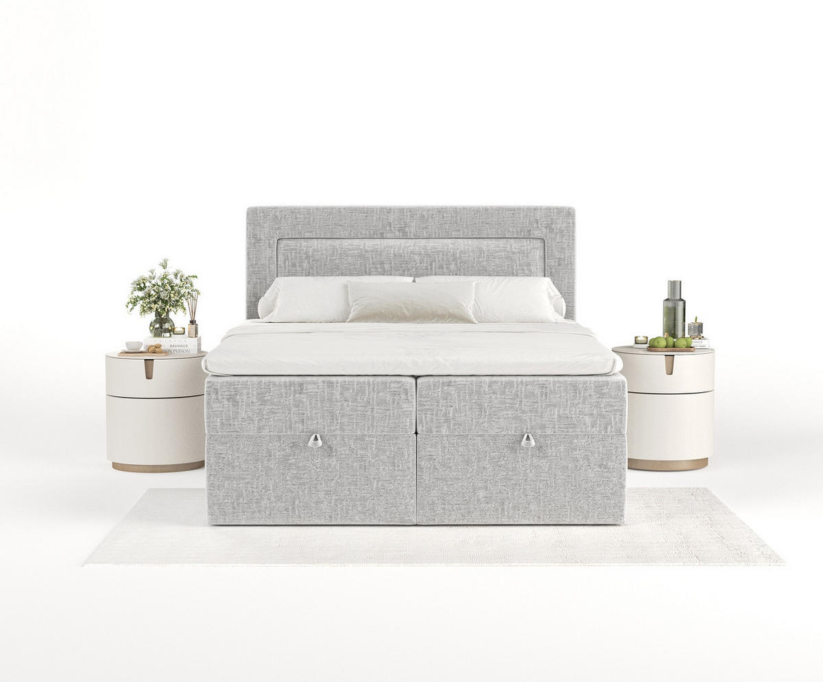 BOXBETT Palmera Hellgrau 140/200 cm - Hellgrau/Schwarz, Holz/Holzwerkstoff (140/200cm) - Maison de Reve