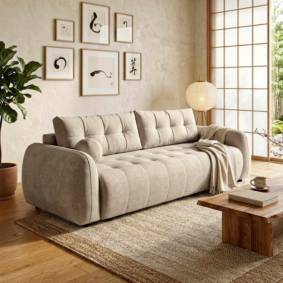 SOFA ARNIS mit Schlaffunktion, Beige - Beige, Textil (252/70/105cm) - Fedve
