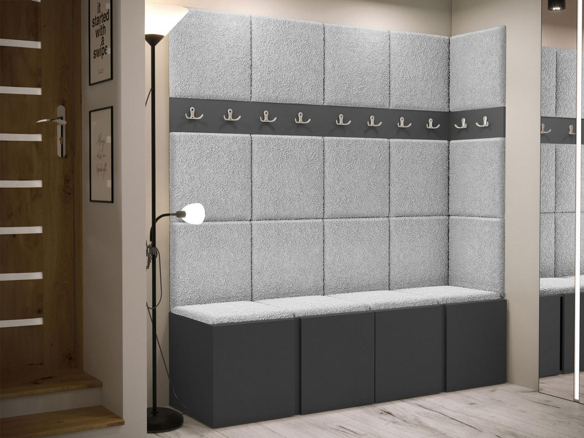 GARDEROBEN-SET Orion II - Hellgrau/Graphitfarben, Holzwerkstoff/Kunststoff (168/186/46cm) - MIRJAN24