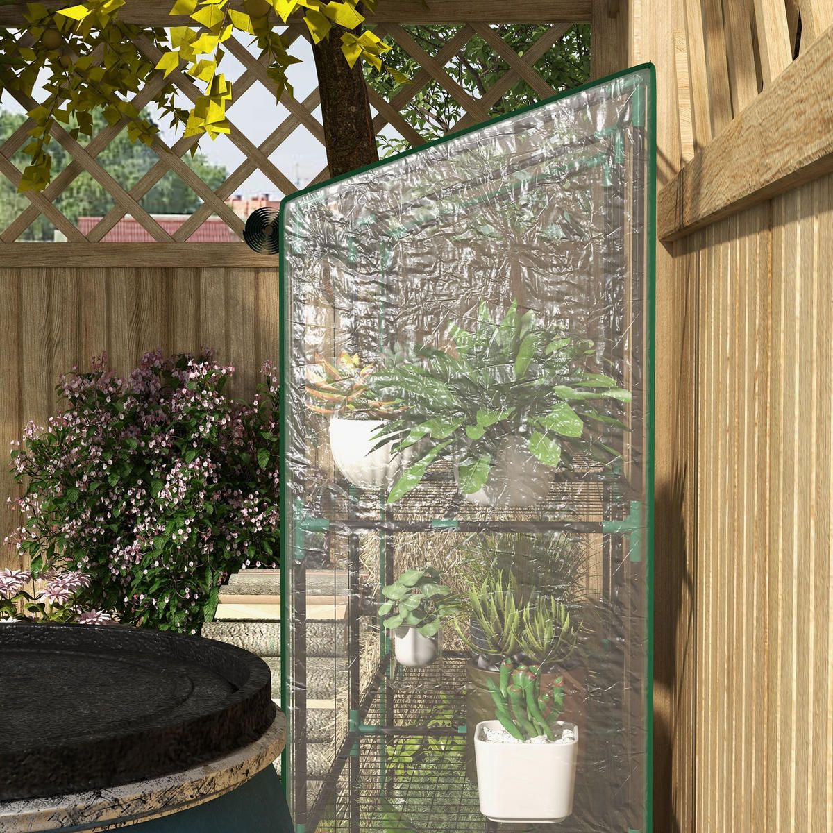 GEWÄCHSHAUS DE-11957 3 Ebenen & 2 Rolltüren Transparent - Transparent, Kunststoff (46/151/143cm) - ComfortXL