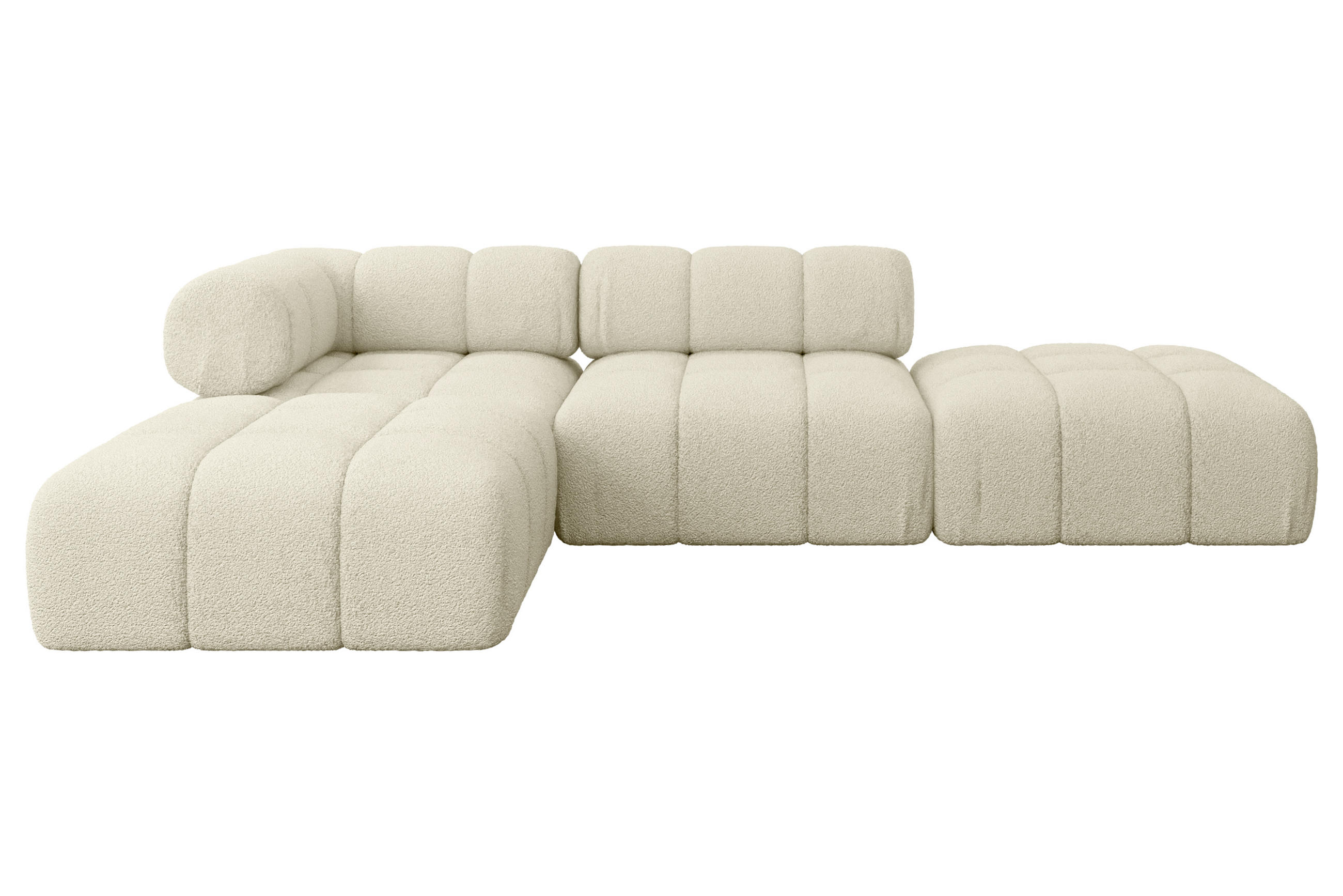 ECKSOFA modulares Sofa Kerru-L1 - 285x190x70 cm Beige Bouclé - Beige, Holzwerkstoff/Textil (285/190cm) - ALTDECOR
