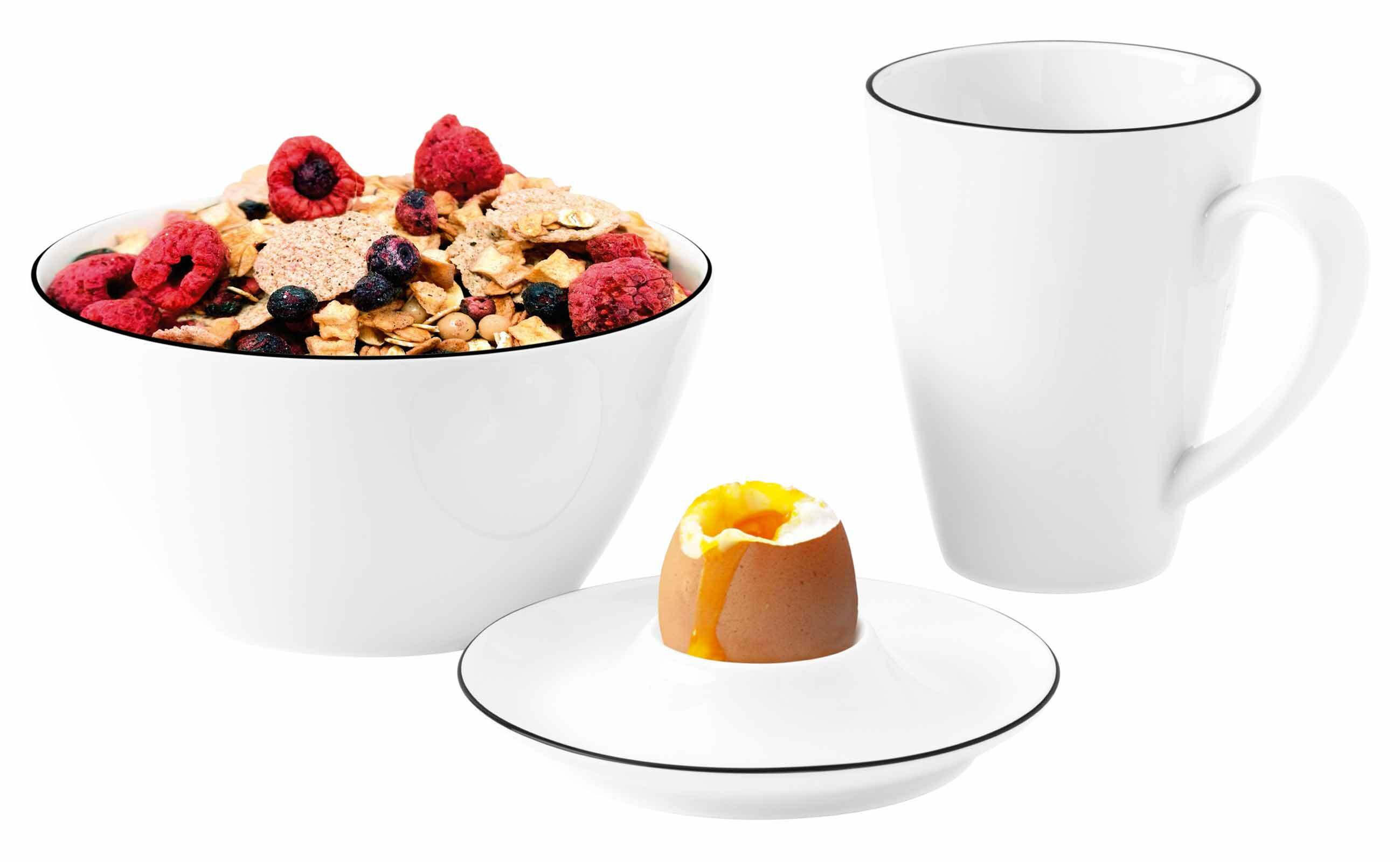 EIERBECHER Lido Black Line weiß ø 12,5 cm 6er Set - Weiß, Keramik (12.5/2.5/12.5cm) - Seltmann Weiden