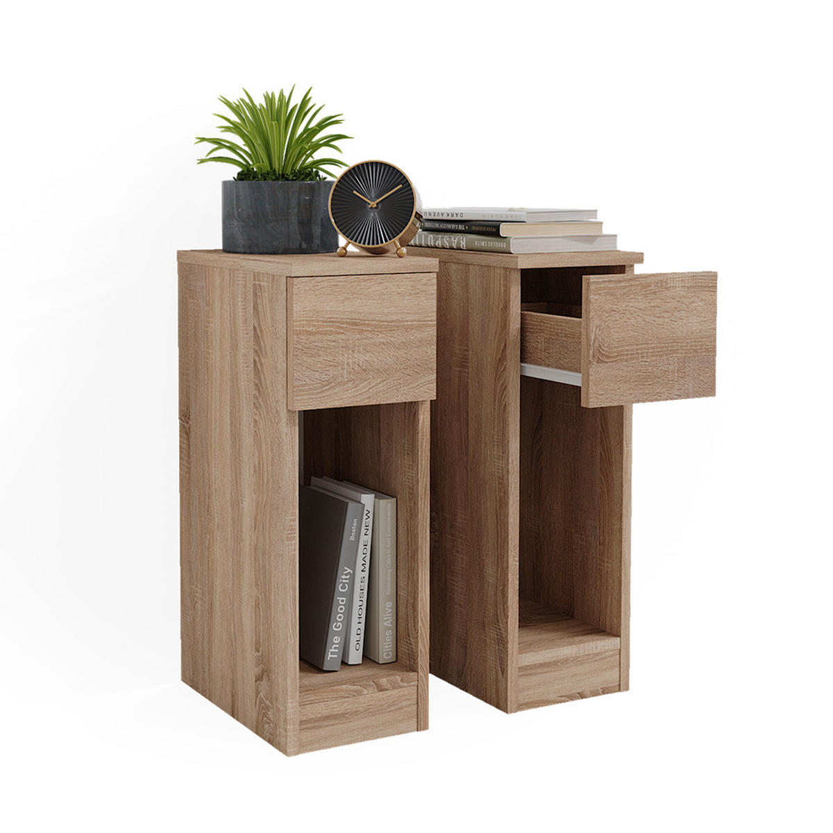 NACHTTISCH Enton Sonoma 20 x 59.5 cm 2er Set - Sonoma Eiche, Holzwerkstoff (20/59.5/35cm) - Vicco