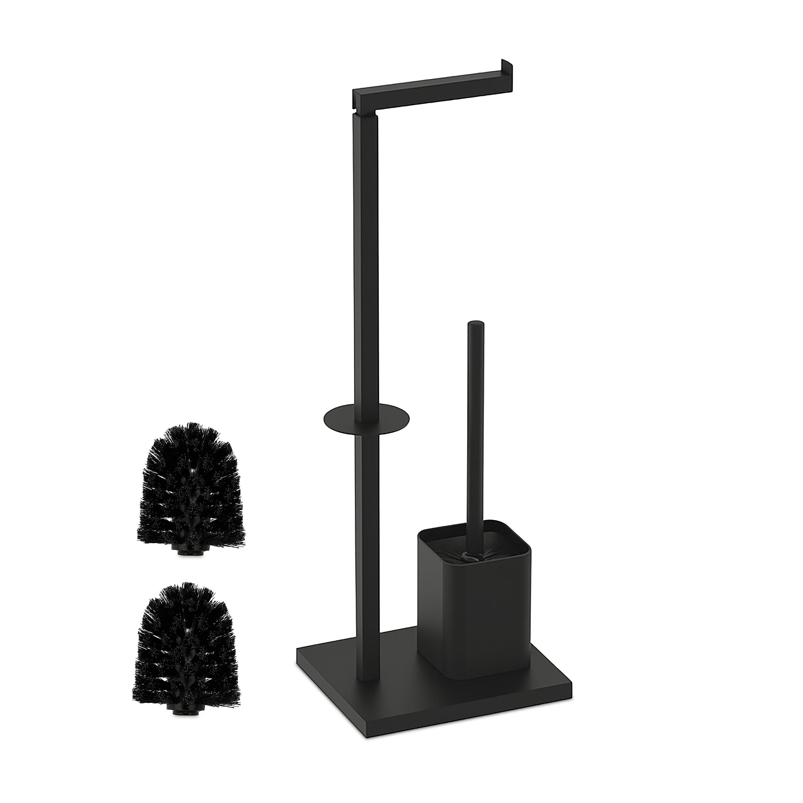 WC Garnitur - Schwarz, Kunststoff/Metall (19.8/67.5/15.6cm) - Relaxdays