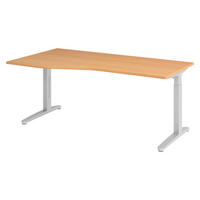 SCHREIBTISCH Serie-XB 100/180/74 cm in Buchefarben/Silberfarben - Buchefarben/Silberfarben, Holzwerkstoff (100/180/74cm) - bümö