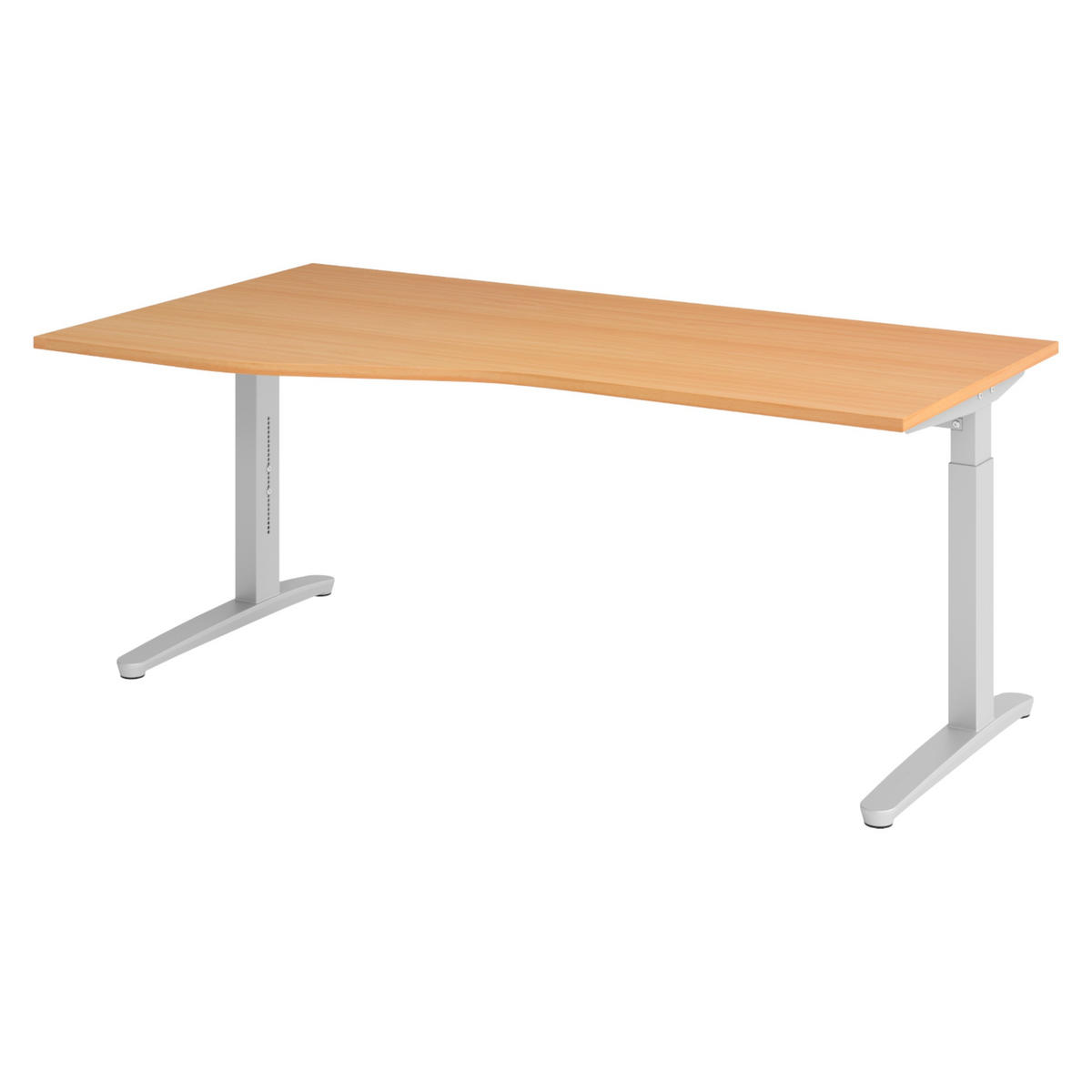 SCHREIBTISCH Serie-XB 100/180/74 cm in Buchefarben/Silberfarben - Buchefarben/Silberfarben, Holzwerkstoff (100/180/74cm) - bümö