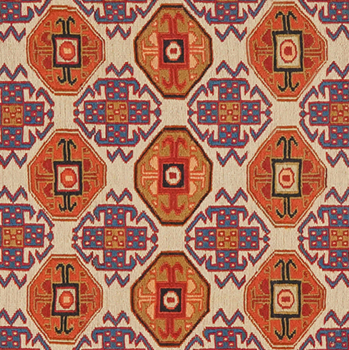 HANDWEBTEPPICH Sumak Shahsavan Beige 96/78 cm Schurwolle - Beige, Textil (78/96cm) - Looma
