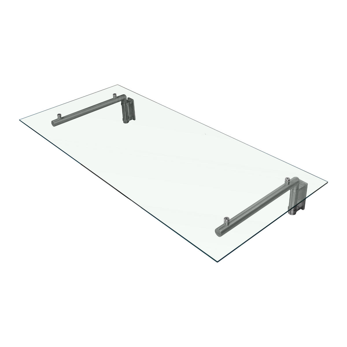 VORDACH & Halterungen, Glas, 144cm B, 80cm T - Silberfarben, Glas (70/20/20cm) - Monstershop