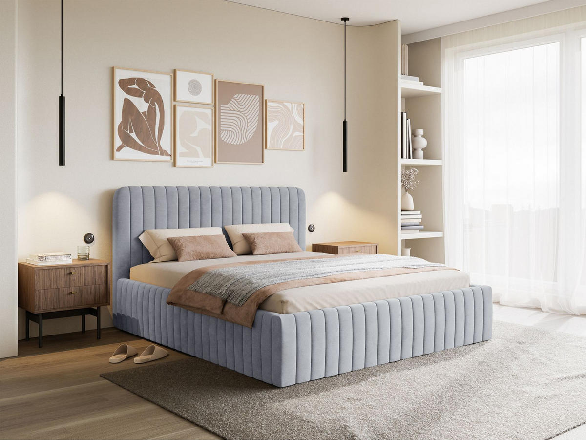 POLSTERBETT Saliano Taubengrau 180x200 cm - Grau, Kunststoff/Textil (180/200cm) - Selsey