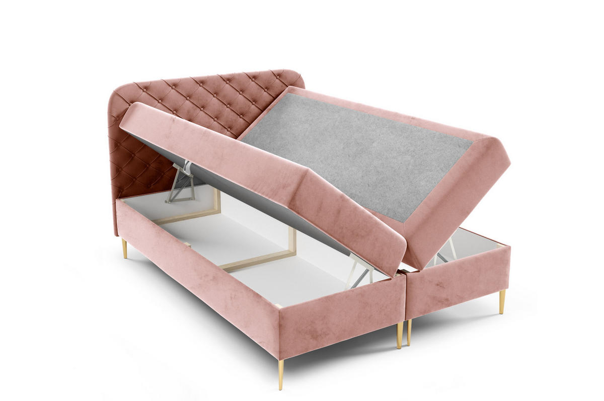 BOXBETT mit zwei Bettkasten 200x200 cm in Rosa - Pink, Textil (200/200cm) - Home Collective