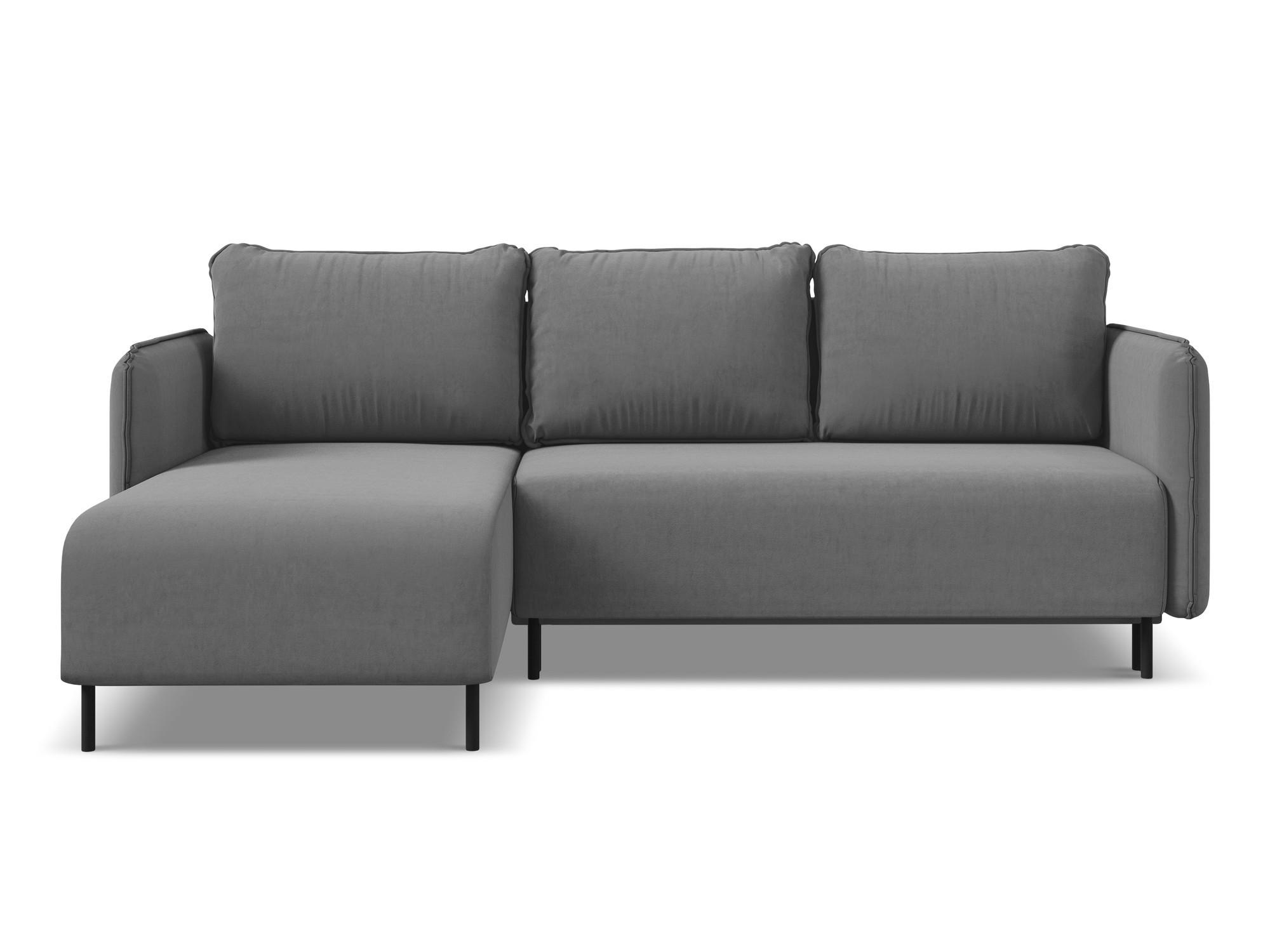 ECKSOFA mit Schlaffunktion Samt Stoff Grau - Schwarz/Grau, Holz/Textil (162/236cm) - Makamii
