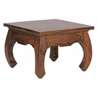COUCHTISCH Sheesham Holz 60x60 cm, Landhausstil, handgefertigt, Opium-Form - Braun, Holz (60/60/40cm) - KADIMA DESIGN