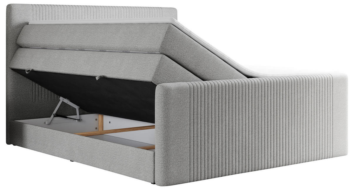 BOXSPRINGBETT KING DOREN 140/200 Hellgrau Struktur - H3 - Hellgrau, Holz/Textil (140/200cm) - MKS