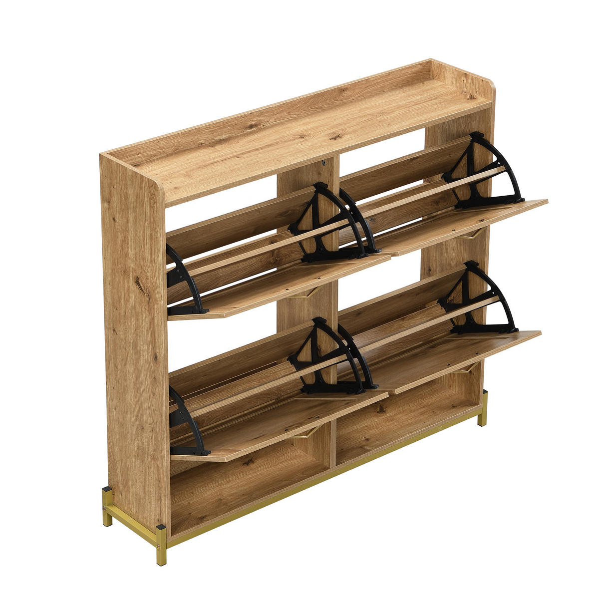 SCHUHKIPPER DE-37644 108,5/24/100 cm mit Rattan-Türen Holzfarbe - Naturfarben, Holzwerkstoff (108.5/100/24cm) - ComfortXL