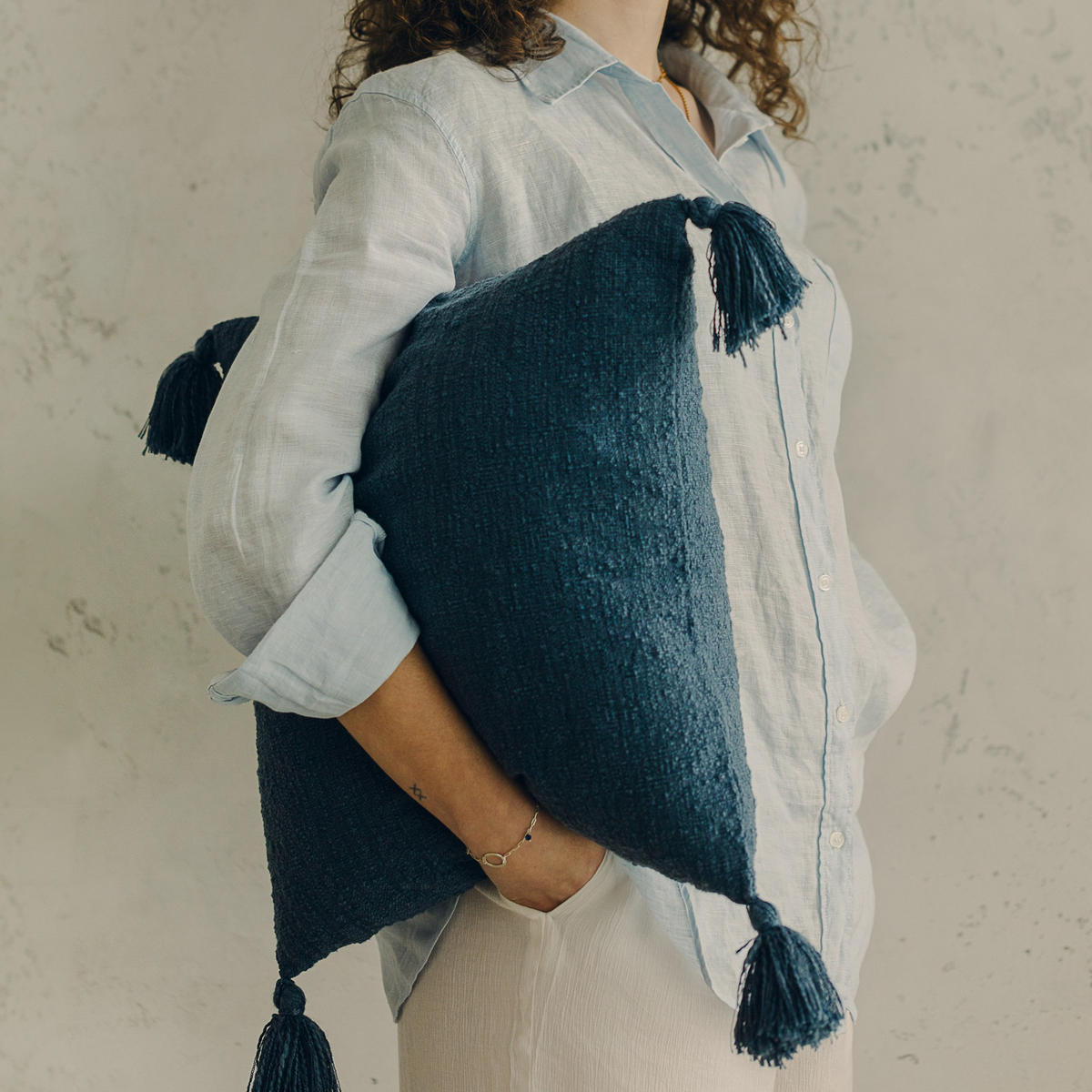 KISSENBEZUG Kolina - Dunkelblau, Textil (45/45cm) - home&you