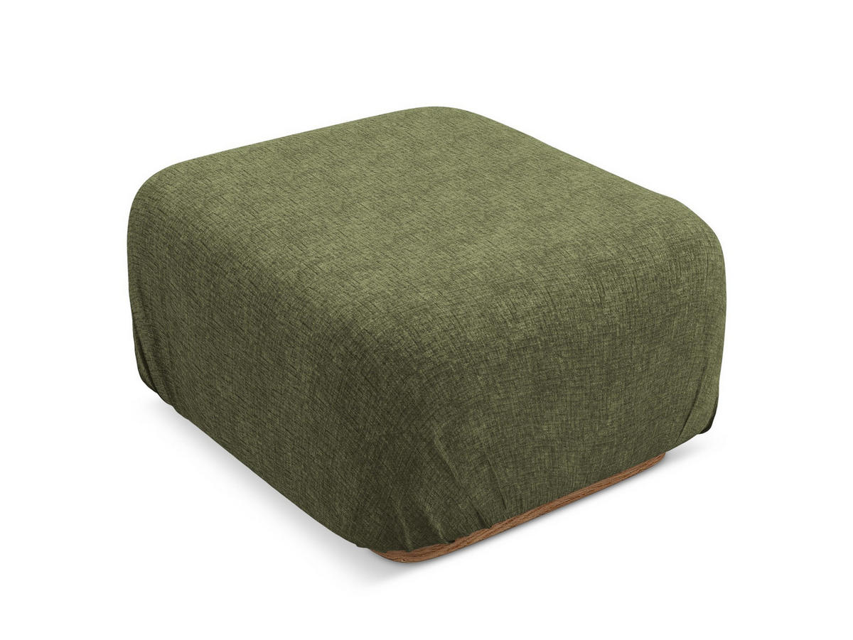 POUF Chenille Stoff Grün - Braun/Olivgrün, Holz/Textil (83/95/41cm) - Makamii