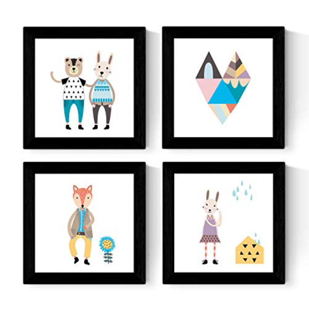 POSTER Set mit 4 modernen skandinavischen Tiere 20x20cm Rahmenlos - Klar, Papier (20/3cm) - Nacnic