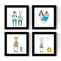 POSTER Set mit 4 modernen skandinavischen Tiere 20x20cm Rahmenlos - Klar, Papier (20/3cm) - Nacnic