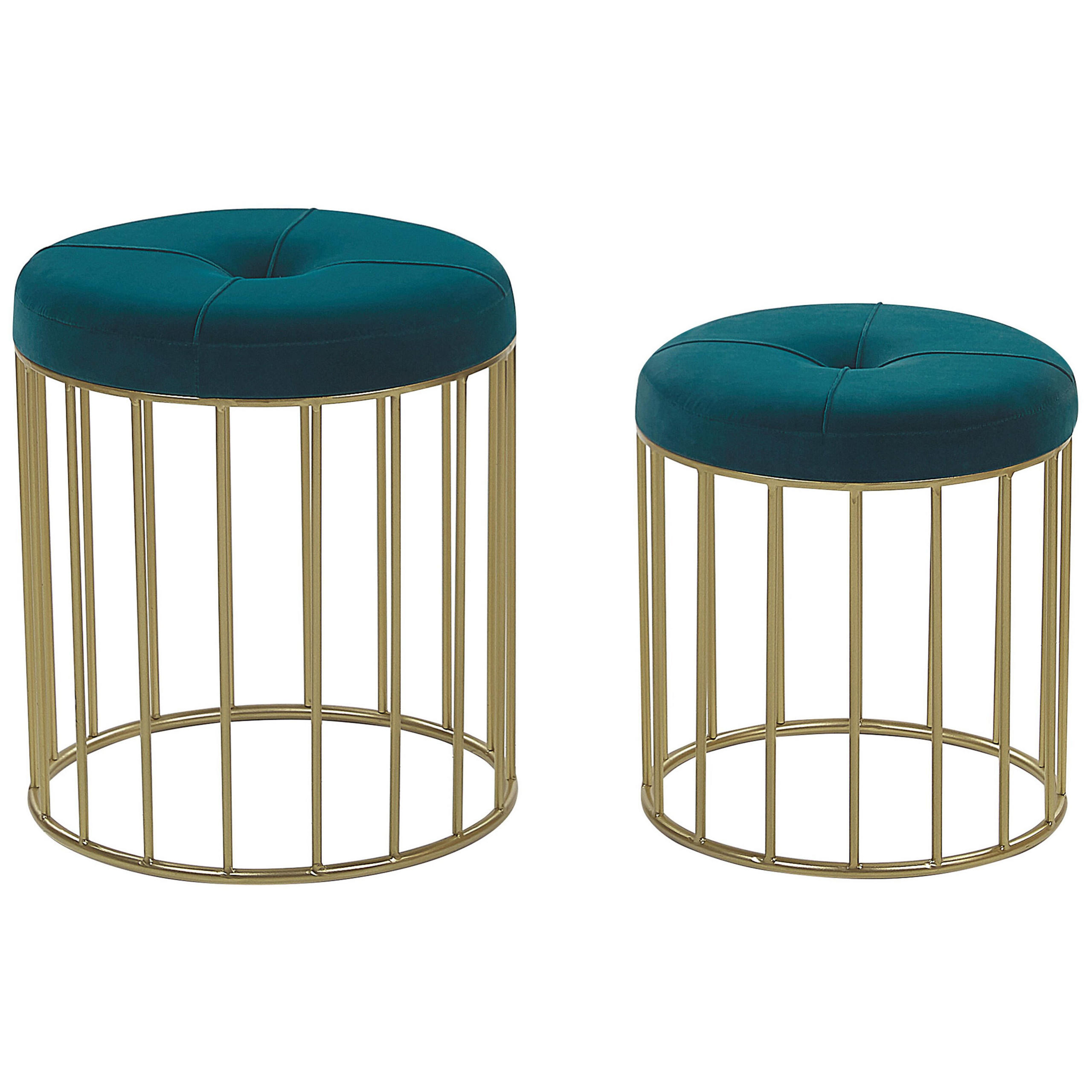 HOCKER 2er Set Lubbock - Blau, Textil (40/39/40cm) - Beliani