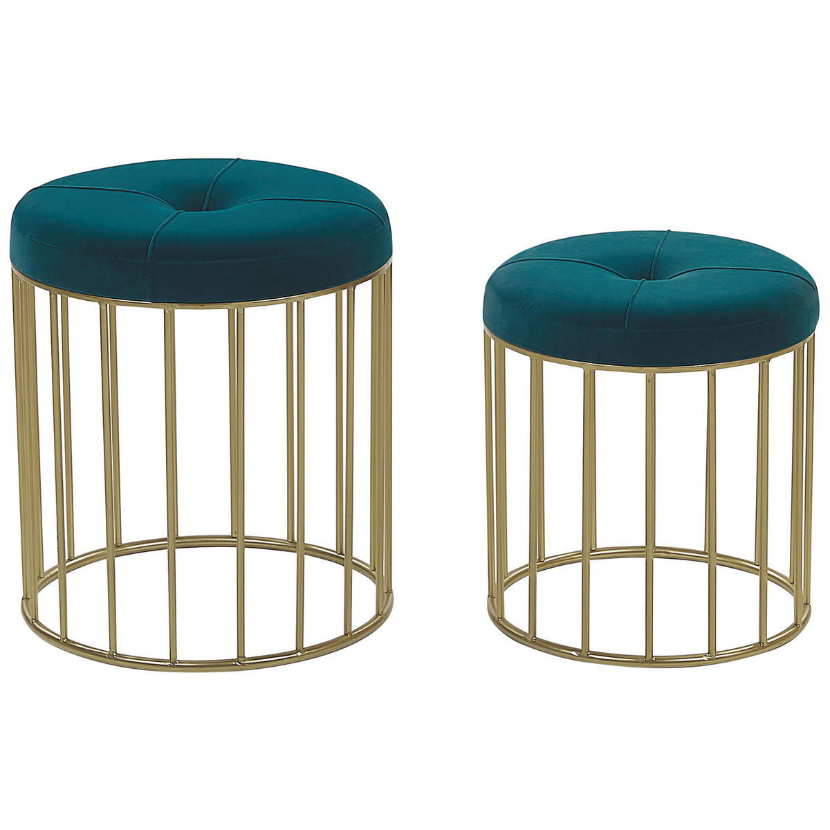 HOCKER 2er Set Lubbock - Blau, Textil (40/39/40cm) - Beliani