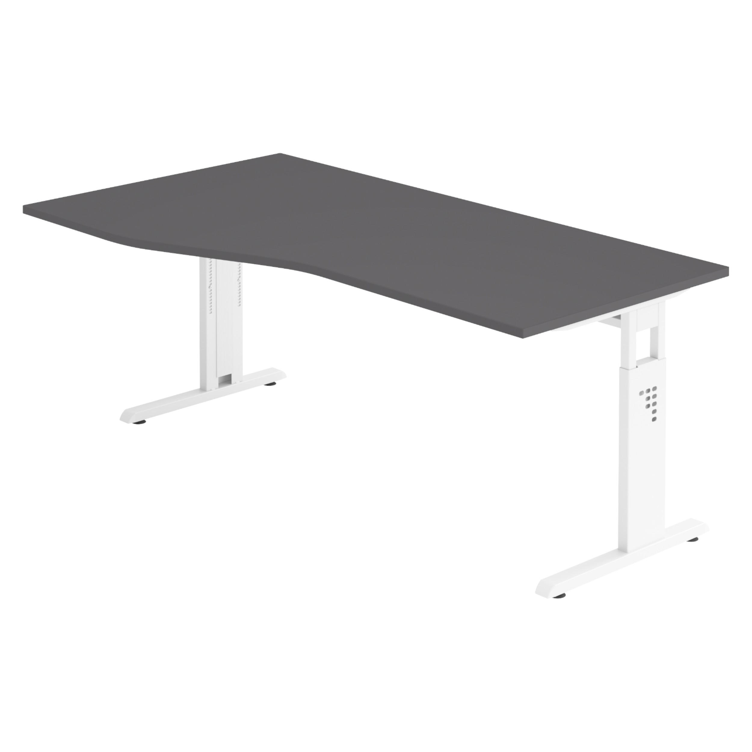 SCHREIBTISCH Serie-O 100/180/74 cm in Graphitfarben/Weiß - Graphitfarben/Weiß, Holzwerkstoff (100/180/74cm) - bümö