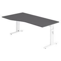 SCHREIBTISCH Serie-O 100/180/74 cm in Graphitfarben/Weiß - Graphitfarben/Weiß, Holzwerkstoff (100/180/74cm) - bümö