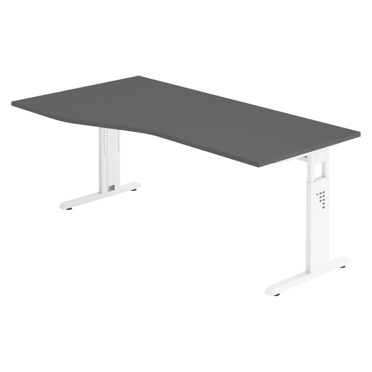 SCHREIBTISCH Serie-O 100/180/74 cm in Graphitfarben/Weiß - Graphitfarben/Weiß, Holzwerkstoff (100/180/74cm) - bümö