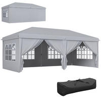 PAVILLON DE-14026 6/3 m, 4 Seitenwände, 4 Fenster Hellgrau - Hellgrau, Textil (295/270/585cm) - ComfortXL